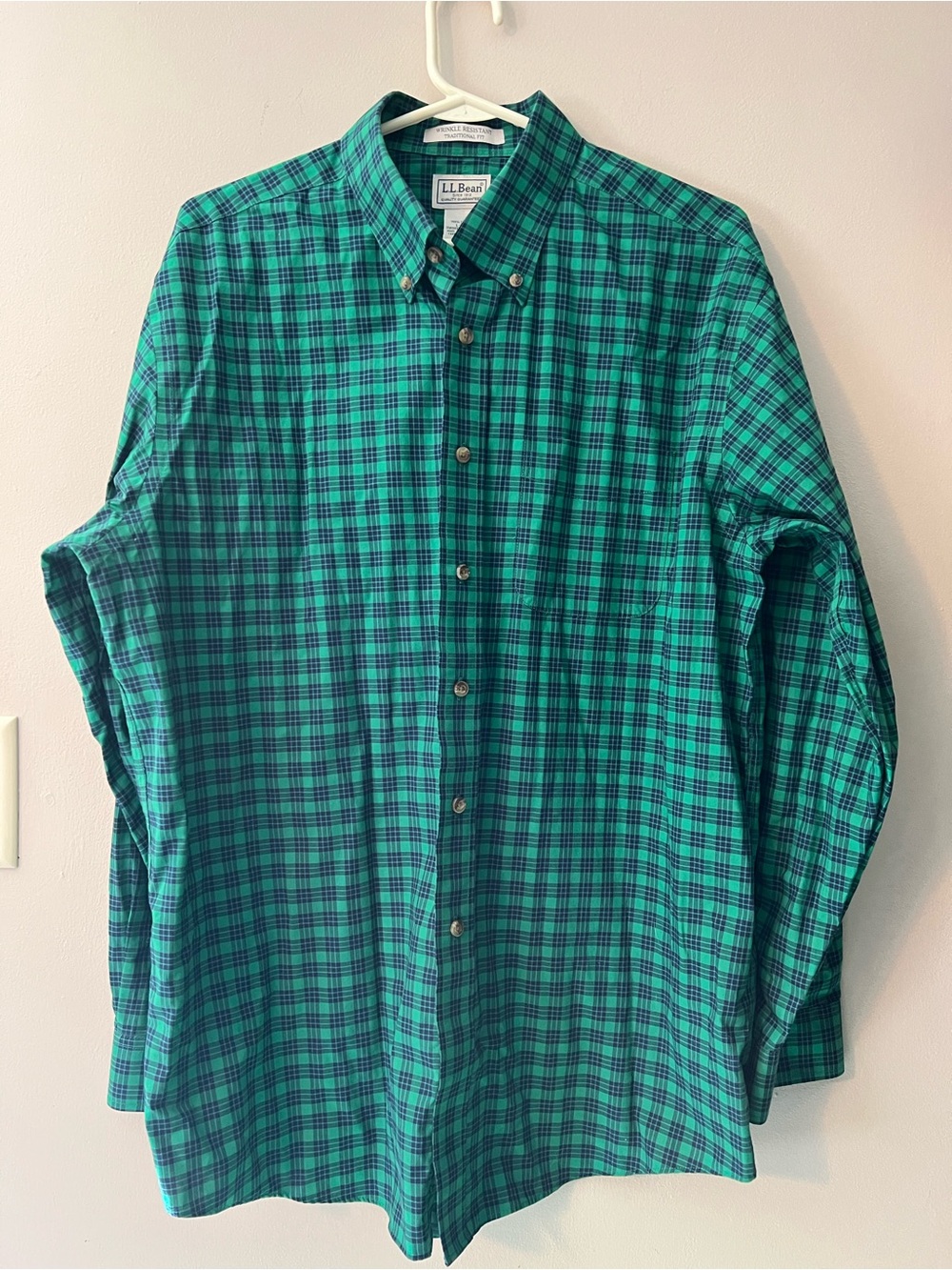 L L Bean sz L Mens 💯 cotton wrinkle resistant long sleeve button down shirt.